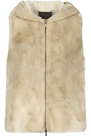 LORENA ANTONIAZZI Kurtki, Kobieta, Beżowy, L, Kaptur Faux Fur Kamizelka z Kieszeniami