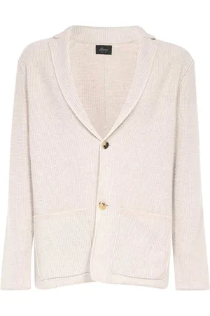 BRIONI Swetry, Mężczyzna, Beżowy, L, Kaszmir, Luksusowy Cashmere Kardigan z Kołnierzem