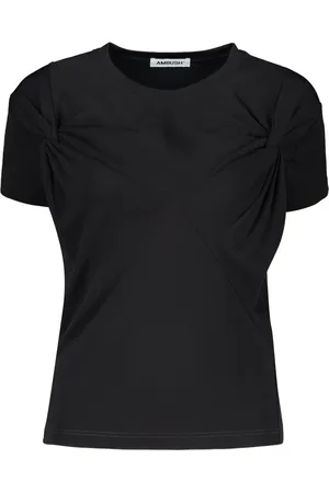 AMBUSH Koszulki, Kobieta, Czarny, L, Zbierany przód T-shirt z wiskozy
