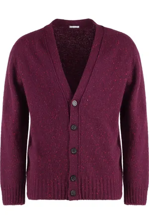 Malo Swetry, Mężczyzna, Fioletowy, XL, Kaszmir, Heather Effect Cashmere Cardigan