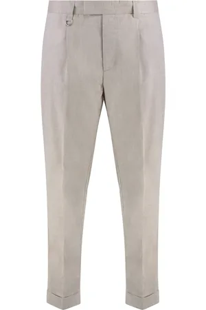 Paolo Pecora Spodnie, Mężczyzna, Beżowy, L, Spodnie Chino Slim Fit z Podwijanymi Mankietami