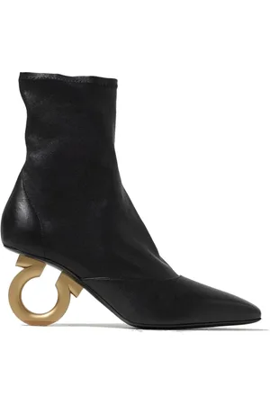 Salvatore Ferragamo Buty, Kobieta, Czarny, 39 EU, Elastyczne botki z elastycznym obcasem Gancini