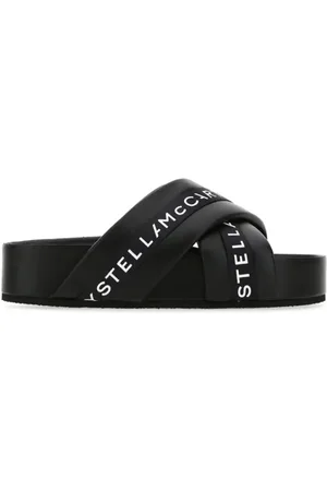 Stella McCartney Buty, Kobieta, Czarny, 36 EU, Klapki z logo i kontrastowym detalem