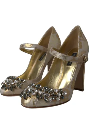Dolce & Gabbana Buty, Kobieta, Żółty, 36 EU, Złote Mary Janes Obcasy Buty