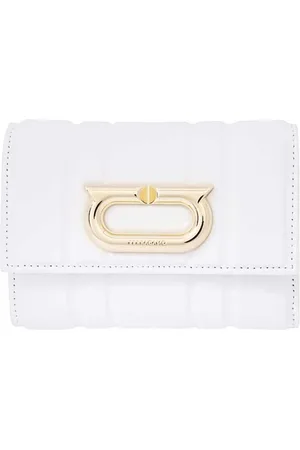 Salvatore Ferragamo Akcesoria, Kobieta, Biały, ONE SIZE, Skóra, Portfel ze skóry cielęcej z klapką