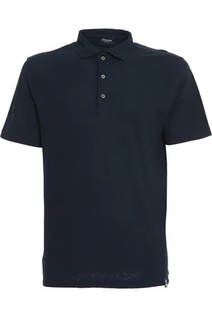 DRUMOHR Koszulki, Mężczyzna, Niebieski, S, Niebieski Polo z Bawełny i Lnu