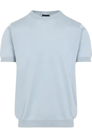 Giorgio Armani Swetry, Mężczyzna, Niebieski, M, Jedwabny Sweter Akwamaryn Styl