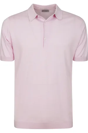 JOHN SMEDLEY Koszulki, Mężczyzna, Różowy, L, Różowa Swetrowa Koszulka Polo z Krótkimi Rękawami