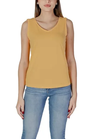 B YOUNG Koszulki, Kobieta, Żółty, S, Żółte Bawełniane Topy & T-shirt