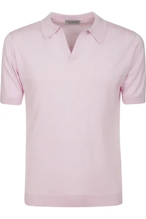 JOHN SMEDLEY Koszulki, Mężczyzna, Różowy, XL, Różowa Koszulka Polo z Dekoltem V