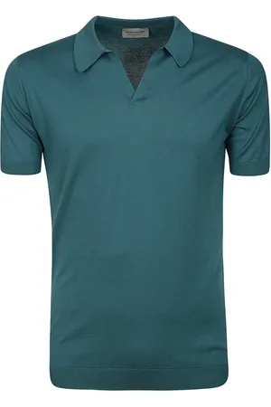 JOHN SMEDLEY Koszulki, Mężczyzna, Zielony, M, Zielona Koszula Polo z Kołnierzem Skipper