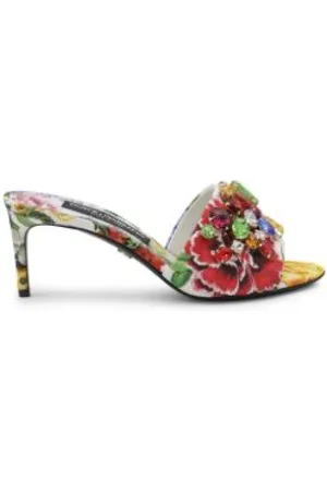 Dolce & Gabbana Buty, Kobieta, Wielobarwność, 35 EU, Sandały z kwiatowymi zdobieniami