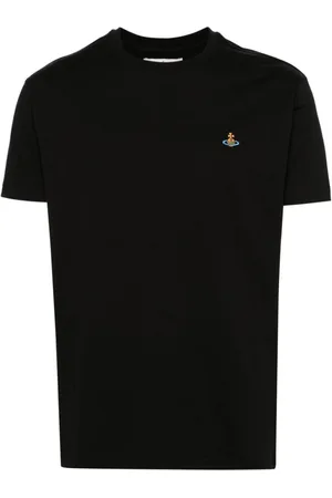 Vivienne Westwood Koszulki, Kobieta, Czarny, XL, Czarne Bawełniane Koszulki z Logo Orb