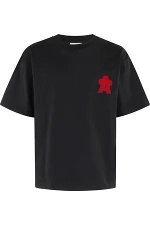 A PAPER KID Koszulki, Mężczyzna, Czarny, XS, Luźny Bawełniany T-shirt