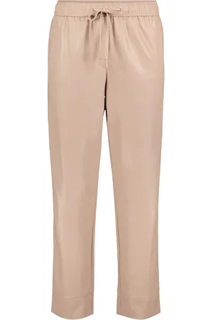 Betty & Co Spodnie, Kobieta, Beżowy, 3XL, Spodnie z paskiem do wiązania