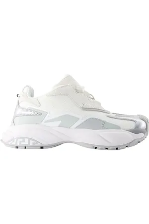 VERSACE Buty, Mężczyzna, Biały, 44 EU, Białe Skórzane Niskie Sneakersy