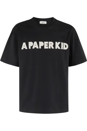 A PAPER KID Koszulki, Mężczyzna, Czarny, XL, Casual Bawełniany T-shirt