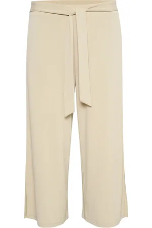 Kaffe Spodnie, Kobieta, Beżowy, XL, Spodnie Cropped Loose Fit Szary Pióro