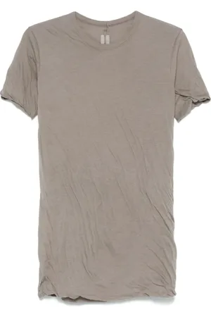 Rick Owens Koszulki, Mężczyzna, Szary, M, Bawełna, Szara bawełniana koszulka z efektem drapowania