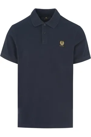 Belstaff Koszulki, Mężczyzna, Niebieski, M, Navy Patch Logo Polo Shirt