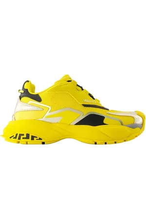 VERSACE Buty, Mężczyzna, Żółty, 44 EU, Żółte Skórzane Niskie Sneakersy
