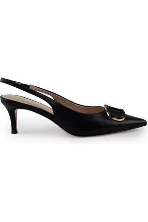 Twin-Set Buty, Kobieta, Czarny, 38 EU, Skóra, Czarne skórzane szpilki z paskiem