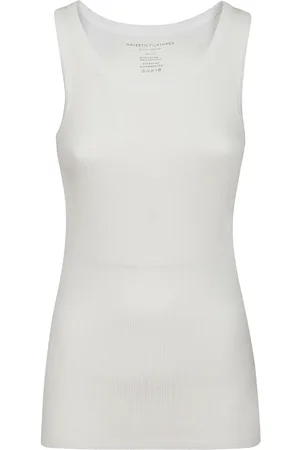 Majestic Koszulki, Kobieta, Biały, S, Top Tankowy Slim Fit, Lekki i Miękki