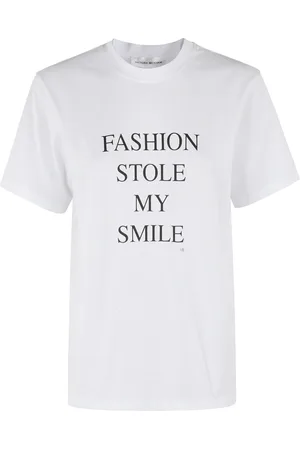 Victoria Beckham Koszulki, Kobieta, Biały, S, Stylowy Slogan Tee