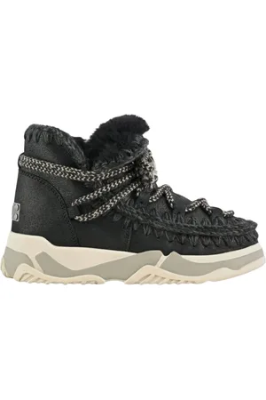 Mou Buty, Kobieta, Czarny, 40 EU, Skóra, Scoubidou Lace Trainer w Cracked /Grey