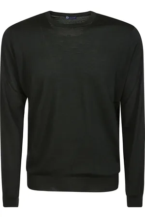 hindustrie Swetry, Mężczyzna, Zielony, 4XL, Len, Zielony Sweter Crewneck z Wełny Merino