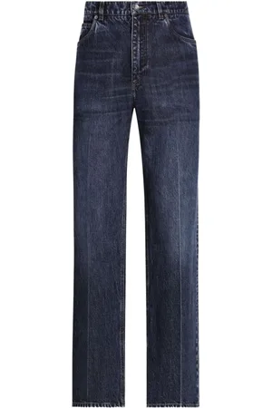 Dolce & Gabbana Jeansy, Mężczyzna, Niebieski, XL, Męskie Jeansy o prostym krojuy z haftem DG