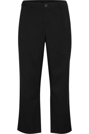 Kaffe Spodnie, Kobieta, Czarny, 4XL, Poliester, Klasyczne Czarne Spodnie Straight-Leg