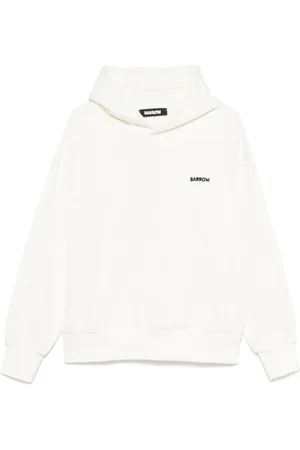 BARROW Bluzy, Mężczyzna, Biały, XL, Bawełna, Biała bluza z kapturem z nadrukiem i logo