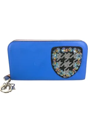 Dior Pre-owned, Kobieta, Niebieski, ONE SIZE, Skóra, Pre-owned skórzane portfele