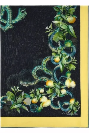 Roberto Cavalli Akcesoria, Kobieta, Wielobarwność, ONE SIZE, Pareo z nadrukiem cytryny, tkanina twill, Włochy