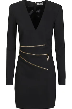 Elisabetta Franchi Sukienki, Kobieta, Czarny, M, Bawełna, Elegancka Mini Sukienka