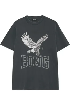 ANINE BING Koszulki, Kobieta, Czarny, S, Bawełna, Lili Tee Retro Eagle