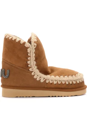 Mou Buty, Kobieta, Beżowy, 36 EU, Skóra, Eskimoskie Kozaki z Błyszczącym Logo, Kolor Cognac