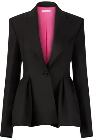 Nina Ricci Kurtki, Kobieta, Czarny, M, Wełna, Marynarka Peplum z Gabardyny Wełnianej