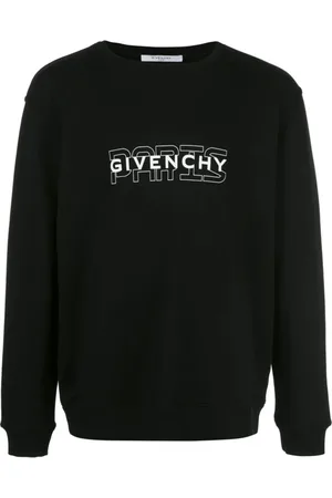 Givenchy Bluzy, Mężczyzna, Czarny, L, Bawełna, Bluza z logo - Czarna, okrągły dekolt, długi rękaw