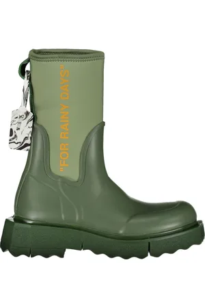 OFF-WHITE Buty, Kobieta, Zielony, 36 EU, Neoprenowe Kalosze z Logo z Tyłu