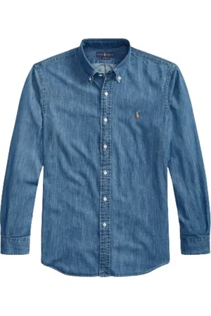 Ralph Lauren Koszule, Mężczyzna, Niebieski, 2XL, Bawełna, Koszula Dżinsowa o Dopasowanym Kroju