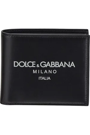 Dolce & Gabbana Akcesoria, Mężczyzna, Czarny, ONE SIZE, Skóra, Skórzany portfel dwuskrzydłowy z logo