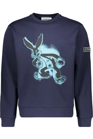 Iceberg Bluzy, Mężczyzna, Niebieski, 2XL, Bawełna, Bawełniana Bluza z Dużym Nadrukiem