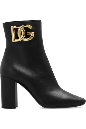 Dolce & Gabbana Buty, Kobieta, Czarny, 39 1/2 EU, Skóra, Botki z logo