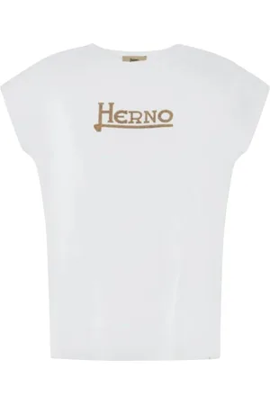 HERNO Koszulki, Kobieta, Biały, M, Bawełna, T-shirt z krótkim rękawem z ozdobnym logo