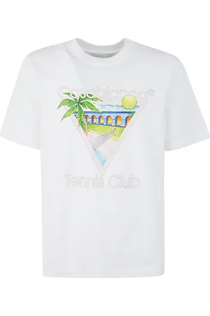 Casablanca Koszulki, Mężczyzna, Biały, 2XL, Bawełna, Koszulka z logo klubu tenisowego