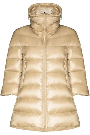 HERNO Płaszcze, Kobieta, Beżowy, 2XS, Nylon, Beżowy Casualowy Płaszcz Puchowy