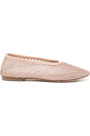 Staud Buty, Kobieta, Beżowy, 38 EU, Kryształowa Mesh Ballerina Flat
