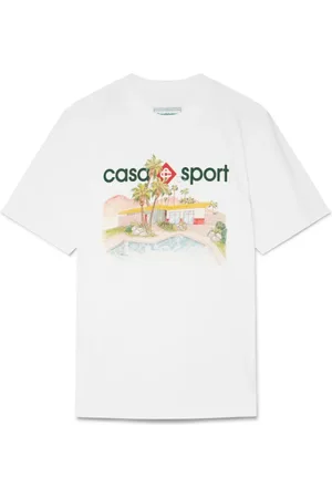Casablanca Koszulki, Mężczyzna, Biały, S, Bawełna, Koszulka Poolside